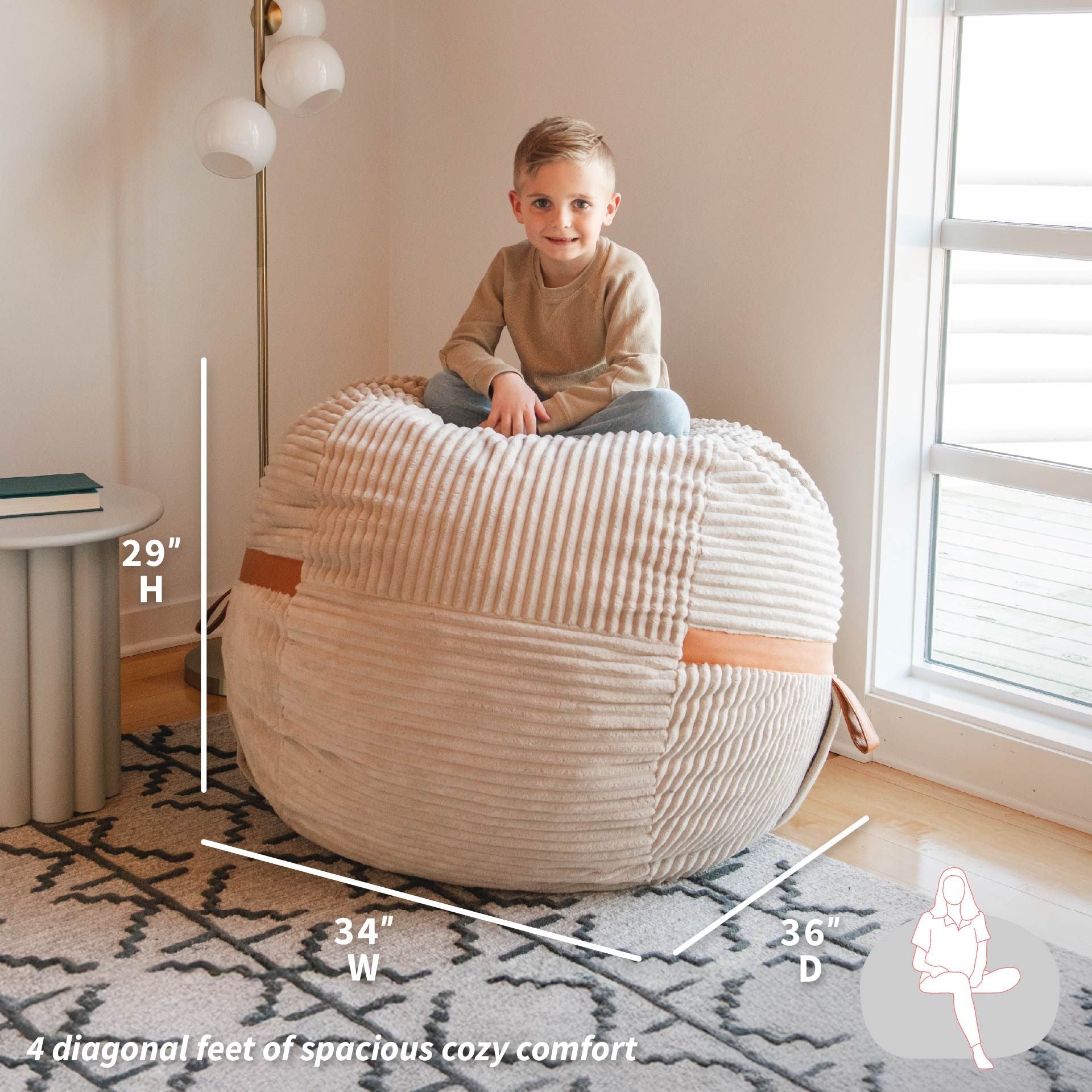 Fuf® 4Ft Foam Bean Bag - Image 7