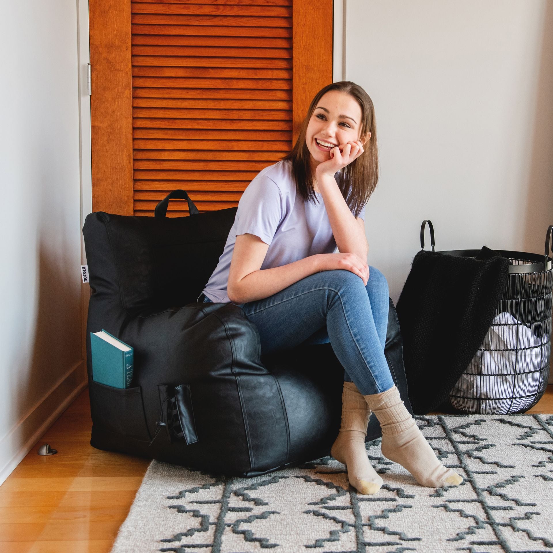 0645396_Big-Joe_Dorm_Bean-Bag-Chair_Black_Montana_Lifestyle-1 Dorm - Image 1