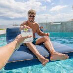 Lux Double Inflatable Chaise Pool Float with Sunbrella® Fabric - Image 26