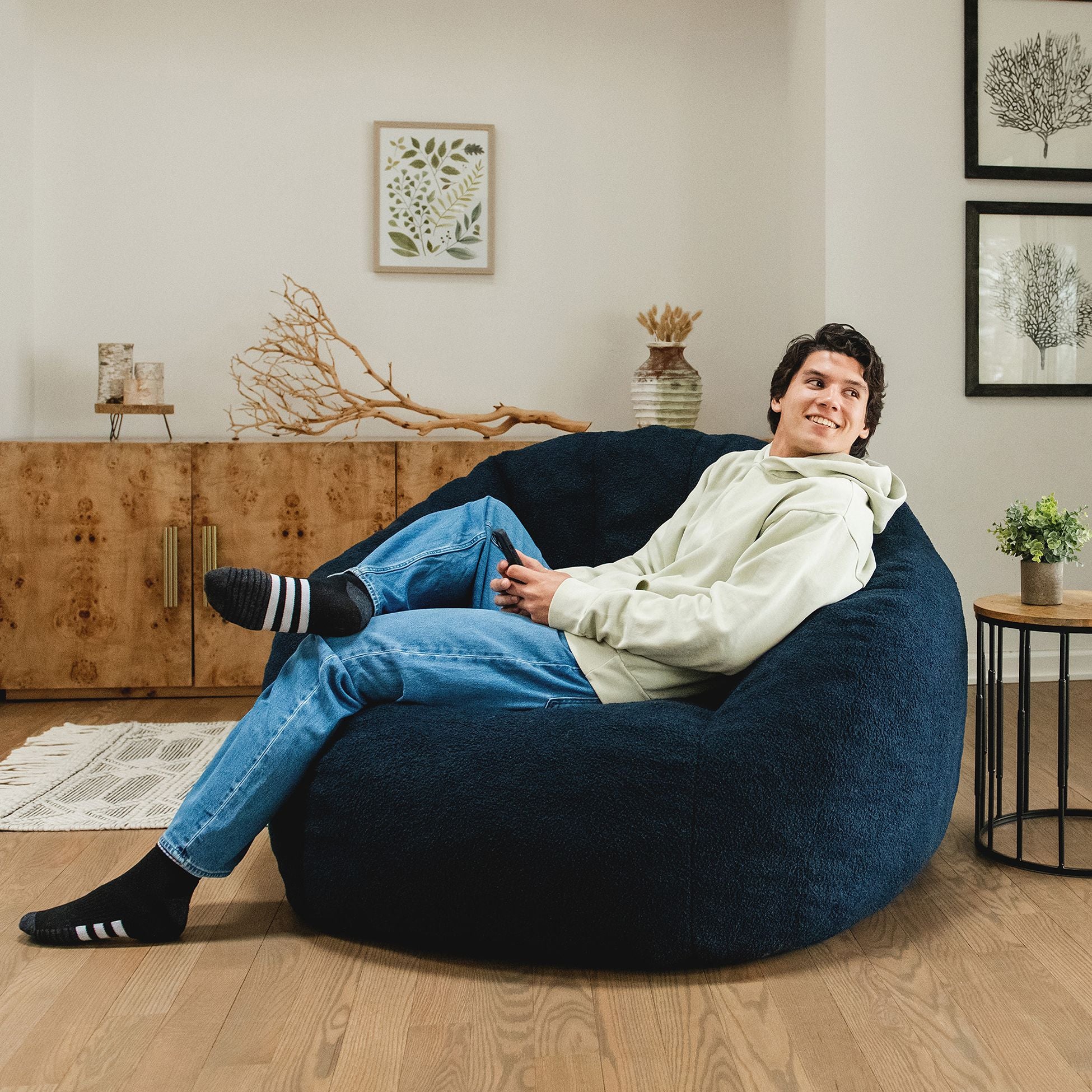 80052264_Big-Joe_Cloudberry_Bean-Bag-Chair_Deep-Blue_Teddy-Boucle_Lifestyle-6 Cloudberry® Chair - Image 1