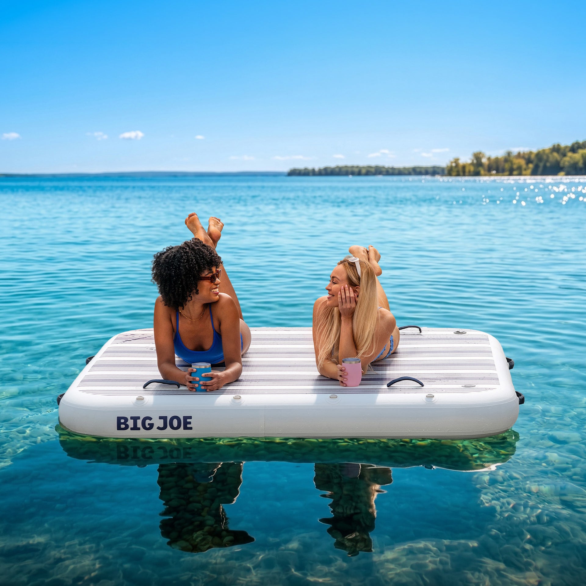80092366_Big-Joe_TIdalJoy-Square_Boathouse-Blue_PVC_Lifestyle-1BBJ TidalJoy™ Square Inflatable Dock - Image 1