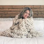 INFINITE CHUNKY KNIT BLANKET | MINKY | BIG - SAND - Image 5